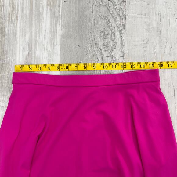 Adrienne Vittadini Hot Pink Stretchy Silky Girly Flowy Pockets Knee Length Skirt - Picture 6 of 7